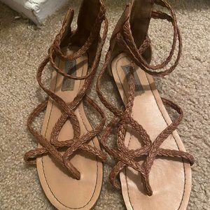Steve Madden Strappy Brown Zip-Up Sandals